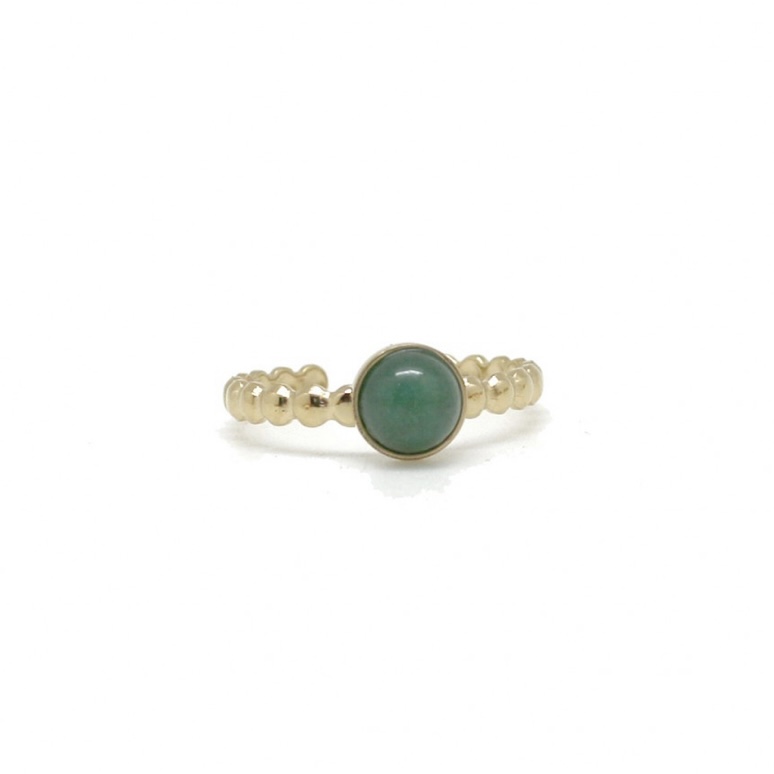 By Destele bague acier inoxydable pierre agate vert foncé adaptable