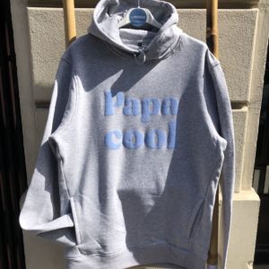 Sweat "Papa cool" gris chiné à capuche