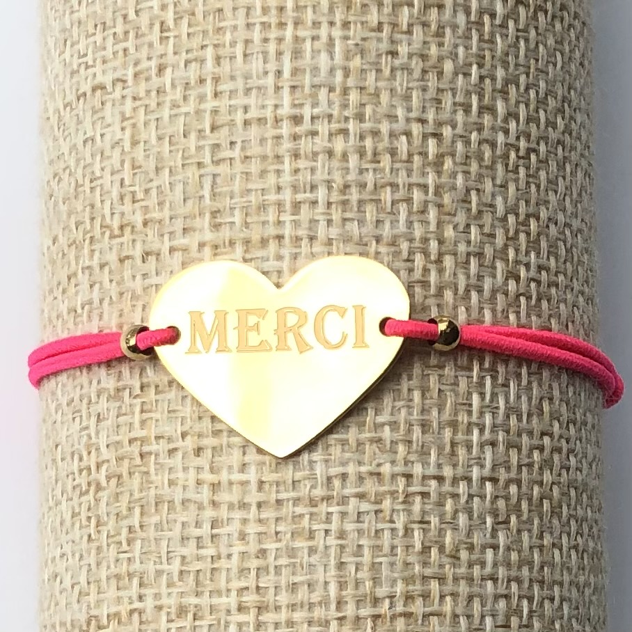by destele bracelet merci rose fluo