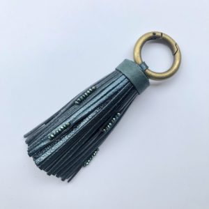 Porte clés cuir turquoise