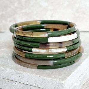 Bracelet en corne - Kaki Trio