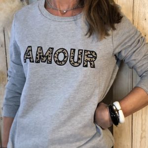 Sweat "Amour" gris leo (plus qu’un S/M)