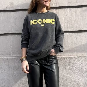 Sweat "Iconic" noir délavé