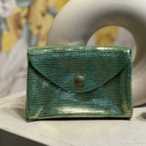 Portefeuille cuir irisé vert