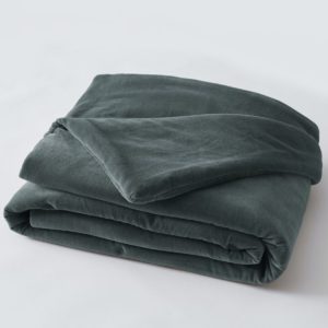 Bout de lit velours de coton ardoise