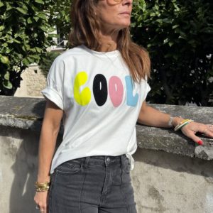 Tee-shirt « COOL » blanc pastel