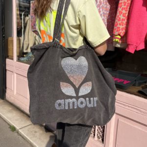 Réassort le 6 mai : Cabas "AMOUR" gris