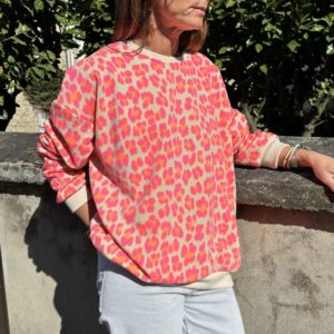 Sweat Léo rose fluo
