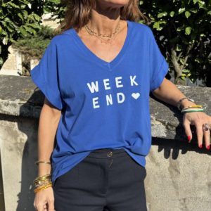 Tee-shirt "Week-end" bleu roi