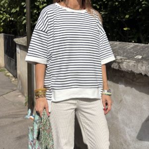 Sweat rayures bleu marine