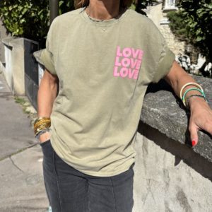 Tee-shirt LOVE LOVE LOVE kaki