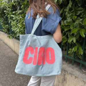 Cabas "CIAO" jean bleu ciel