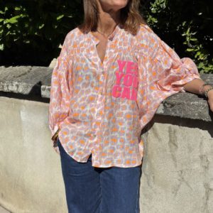 Chemise Léo « Yes you can » lilas