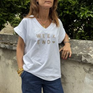 Tee-shirt "Week-end" blanc