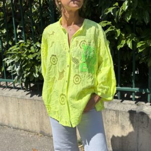 Chemise « Yes you can » jaune fluo