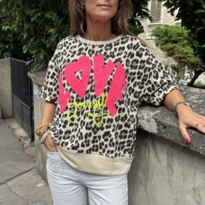 Sweat « Love yourself » léo beige