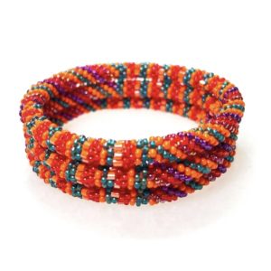 Bracelet népalais - Rouge orangé