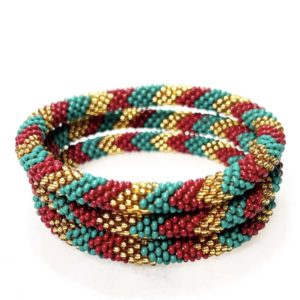 Bracelet népalais - Turquoise bordeaux