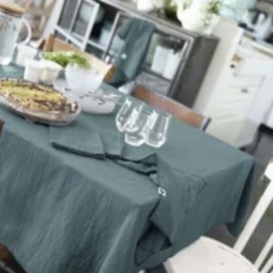 Nappe 150x350 cm gaze de coton Bleu canard