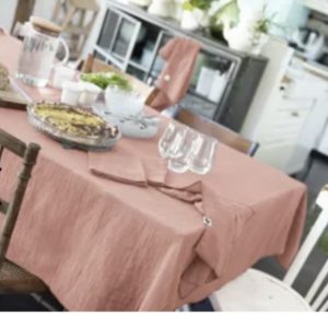 Nappe 150x350 cm gaze de coton Pêche