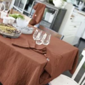 Nappe 150x350 cm gaze de coton Terracotta