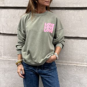 Sweat "LOVE LOVE LOVE" kaki