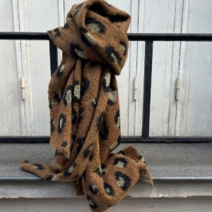 Echarpe beige léopard lurex
