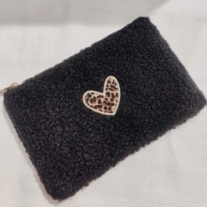 Pochette bouclette noire coeur Léo