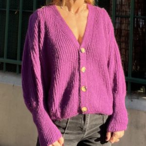 Gilet Manuela prune mohair