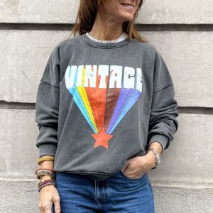 Sweat "Vintage" noir délavé