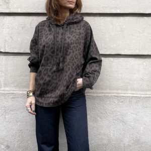 Sweat à capuche léopard chocolat