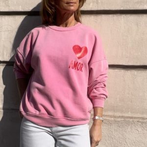 Sweat "amor" rose et rouge