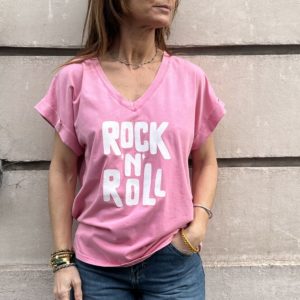Tee-shirt ROCK'N ROLL rose