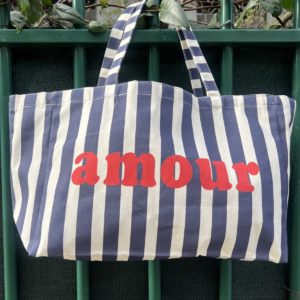 Cabas "amour" rayé