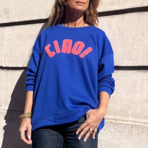 Sweat "Ciao" bleu électrique