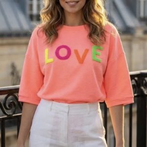 Sweat LOVE multicolore corail