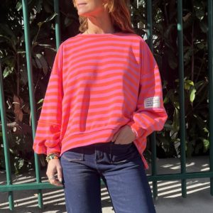 Sweat rayé "Life isn't perfect"