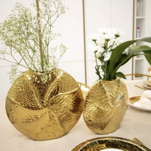 Vase spirale doré en céramique