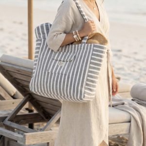 Cabas Alix gris et blanc