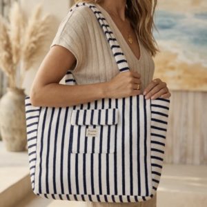 Cabas Alix marine et blanc