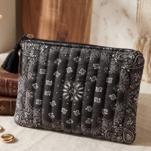 Pochette imprimé bandana noire