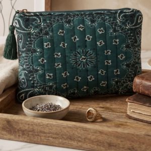 Pochette imprimé bandana verte