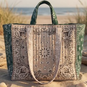 Cabas Bandana beige et vert
