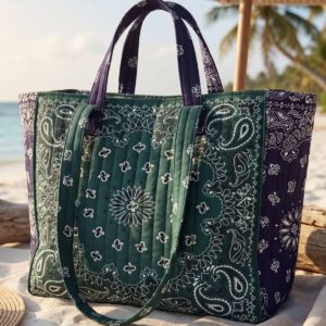 Cabas Bandana vert et marine