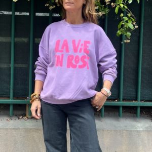 Sweat "LA VIE EN ROSE" violet