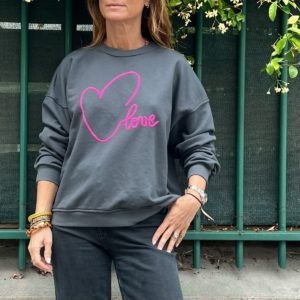 Sweat "love" gris rose