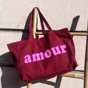 Cabas "AMOUR" bordeaux