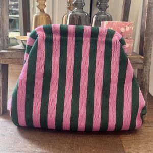 Pochette rayée rose et vert