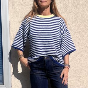 Pull Marcel marine & blanc