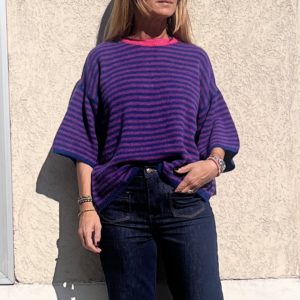Pull Marcel marine & framboise